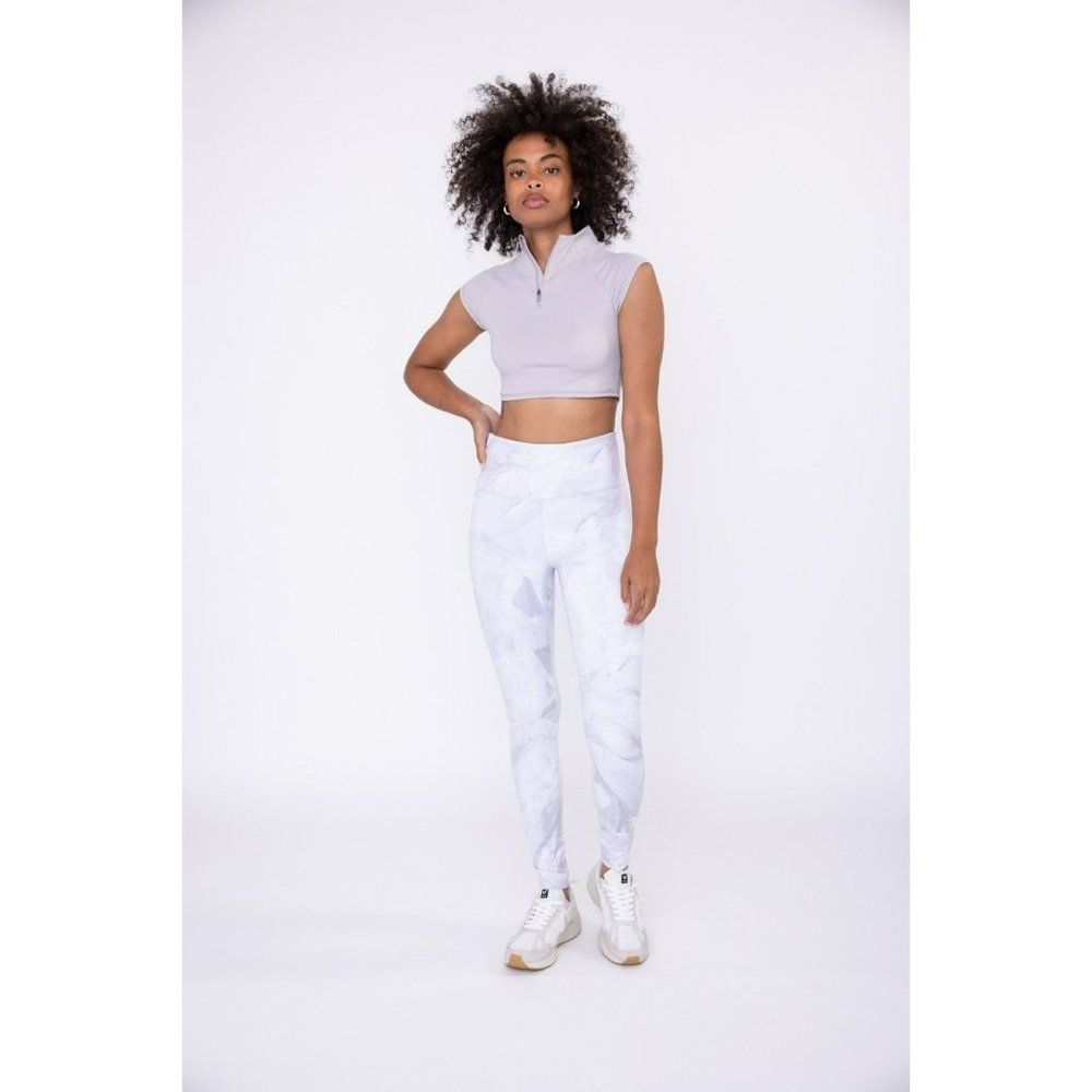 Shattered Glass High-Waist Leggings Grey Purple